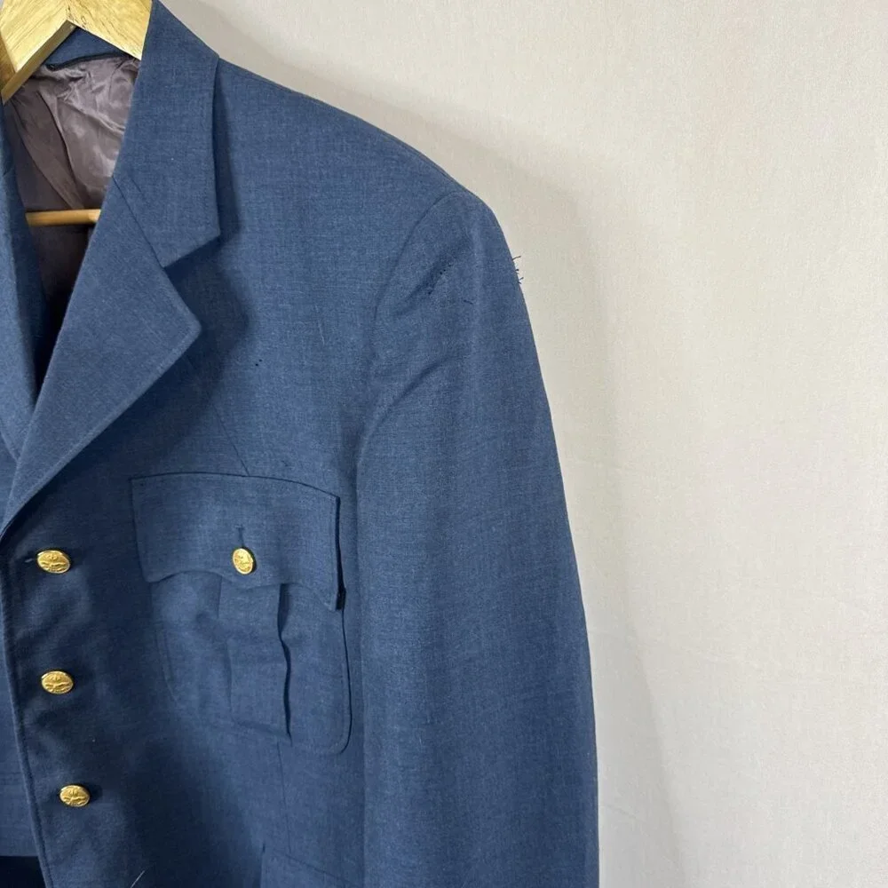 1986 RCAF Blue Dress Uniform Jacket Canada Gold Buttons 65% Wool Airforce Men 44